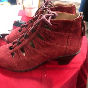 Earth Red Suede Women's Heeled Sandals